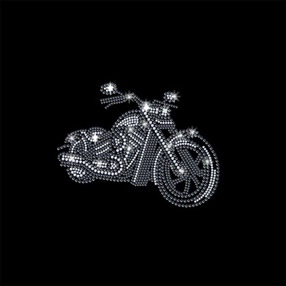 Classic Motorcycle Iron on Transfer 11.7x8.3inch Heat Transfer Decal Bling Crystal Decals Clear Rhinestone Template Clothing Repair Applique