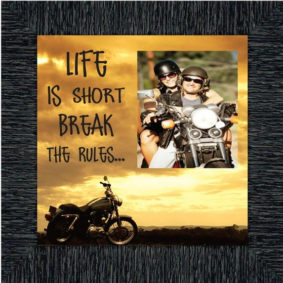 Classic Motorcycle "Life is Short" Sunset with Personalized Picture Frame, 10X10 9762