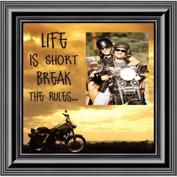 Classic Motorcycle "Life is Short" Sunset with Personalized Picture Frame, 10X10 9762