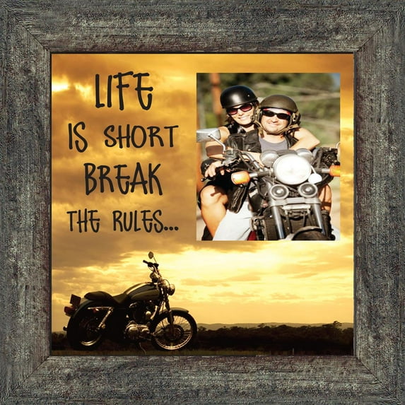Classic Motorcycle "Life is Short" Sunset with Personalized Picture Frame, 10X10 9762