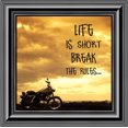 thumbnail image 1 of Classic Motorcycle "Life is Short" Sunset with Picture Frame, 10x10 8562, 1 of 6