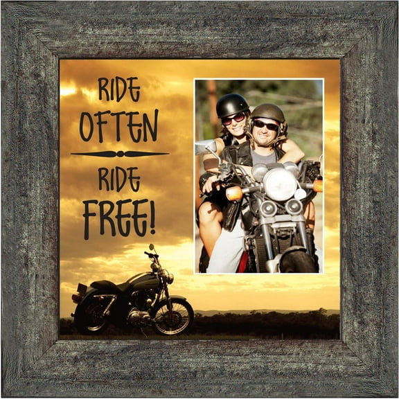Classic Motorcycle "Ride Often, Ride Free" Sunset with Personalized Picture Frame, 10X10 9763