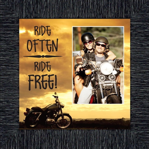 Classic Motorcycle "Ride Often, Ride Free" Sunset with Personalized Picture Frame, 10X10 9763