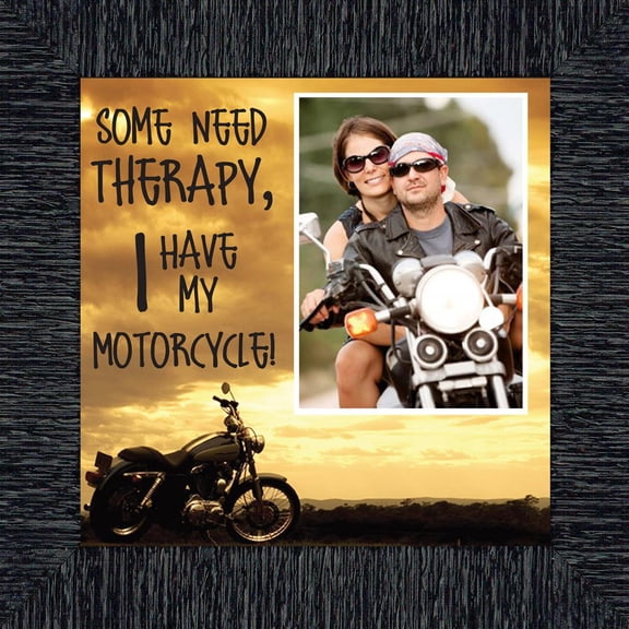 Classic Motorcycle "Some Need Therapy, I Have My Motorcycle" Sunset with Personalized Picture Frame, 10X10 9769