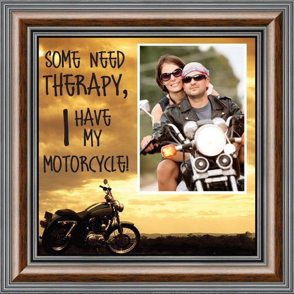 Classic Motorcycle "Some Need Therapy, I Have My Motorcycle" Sunset with Personalized Picture Frame, 10X10 9769