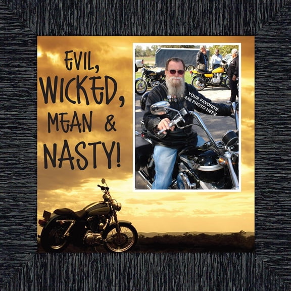Classic Motorcycle Wicked, Mean and Nasty, Sunset with Personalized Picture Frame, 10X10 9767