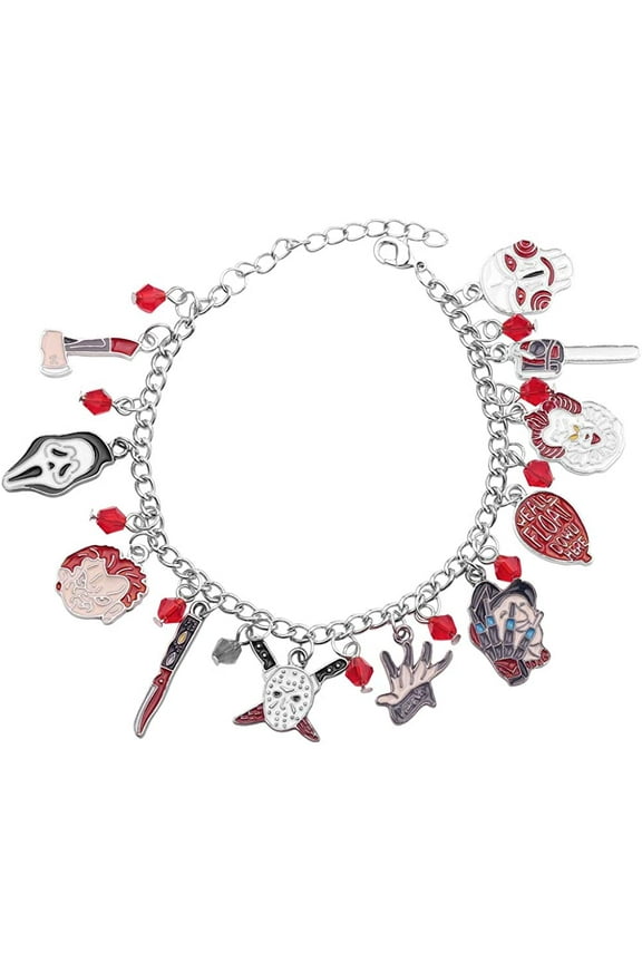 Classic Movie Charm Bracelet for Men - Horror Movies Game Bracelet Halloween Scary Cosplay Costume Jewelry Collection Gift for Fans