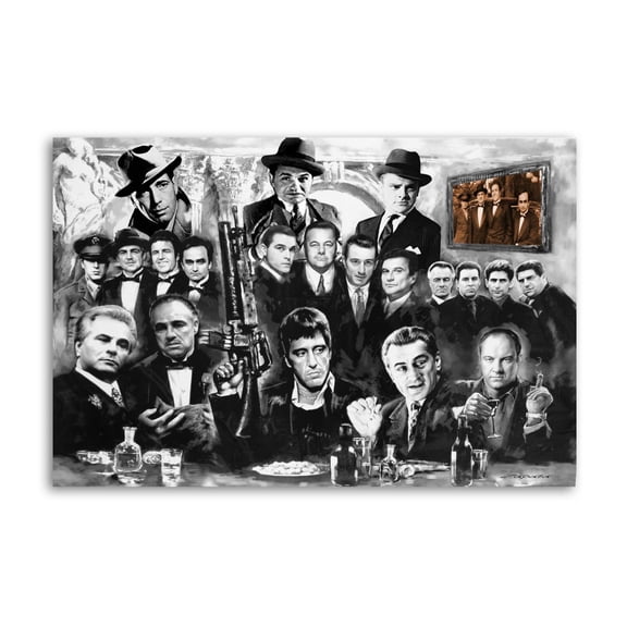 Classic Movie Gangsters Godfather Scarface Wall Art Poster Scroll Canvas Painting Picture Living Room Decor Home 16x24inch(40x60cm)