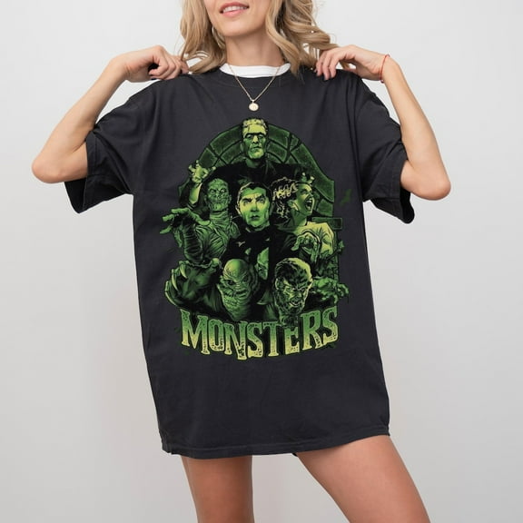 Classic Movie Monsters T-Shirt, Horror Tee, Goth Shirt, Alt Clothing, Dracula, Frankenstein, The Wolfman, Unisex Shirt