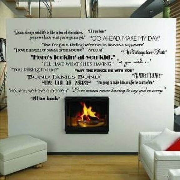 Picniva Classic Movie Quotes Inspirational Quote Vinyl Wall Decal, Black, Removable Self-Adhesive Home Decor for Living Room Bedroom, Easy Room Decor