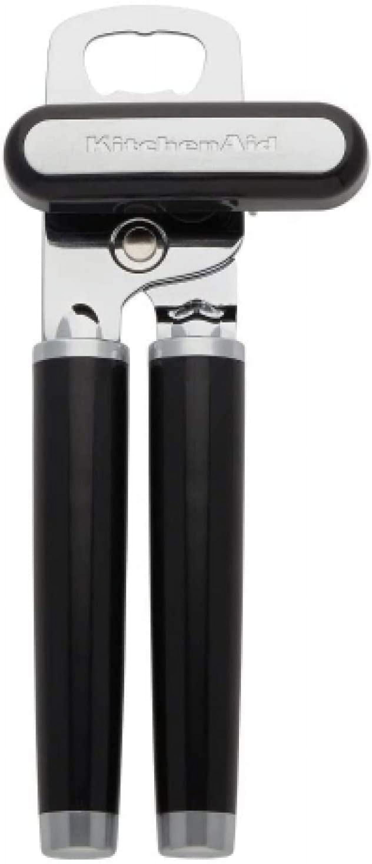 Classic Multifunction Can Opener and Bottle Opener Easy to Use, Razor Sharp Stainless Steel Cutting Wheel, Soft Ergonomic Handles, Black