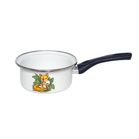 Classic Multipurpose Enameled Black Helper Handle Home Kitchen Cooking Stewpan - Foxes, 1.06 Qt