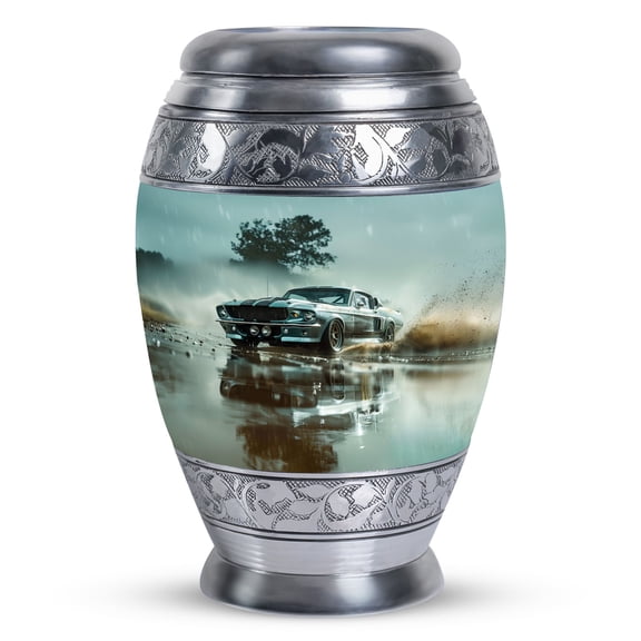 Classic Muscle In Rain - Urns For Human Remains - Celestial Harmony Urn - Star Patterned Elegance For Adult Memorials - Cosmic Rest - 3 Inch, 1 Pc