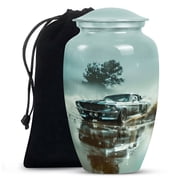 Classic Muscle in Rain - Funeral Urns For Adult Ashes Men - Small Memorial Urn - Perfect Fit for Human Ashes - Elegant Cremation Choice - 10 Inch