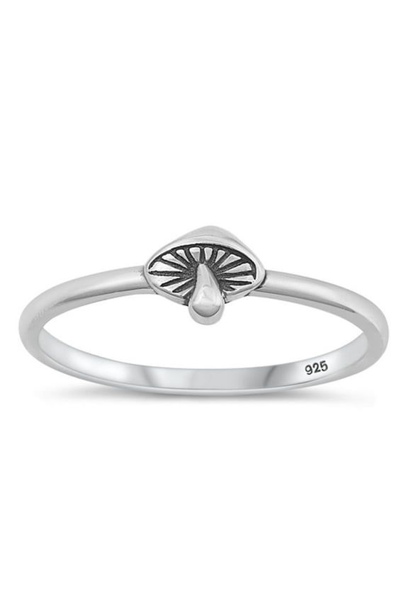 Classic Mushroom Toadstool Ring .925 Sterling Silver Band Jewelry Female Male Unisex Size 9