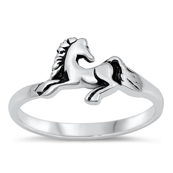 Classic Mustang Horse Ring .925 Cowgirl Sterling Silver Band Jewelry Female Male Unisex Size 6