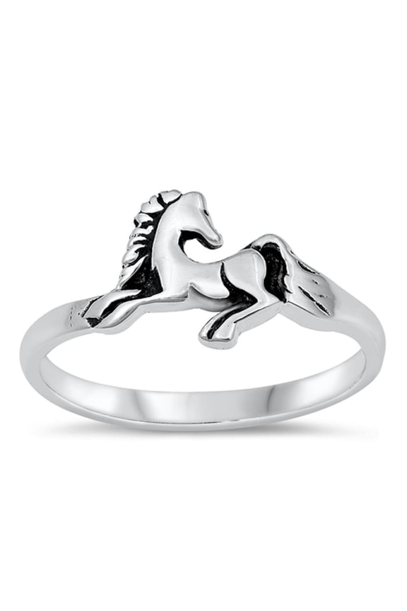 Classic Mustang Horse Ring .925 Cowgirl Sterling Silver Band Jewelry Female Male Unisex Size 7