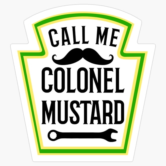 Classic Mystery Detective Clue Costume Colonel Mustard Monocle Dagger Portrait Decal For Laptop Sticker