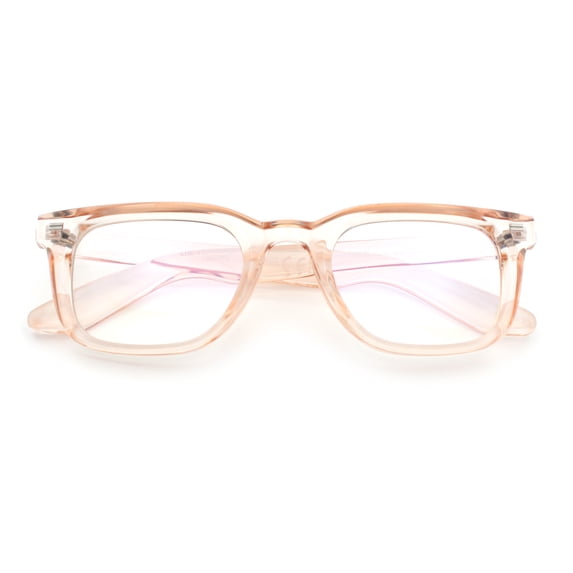 Classic Narrow Rectangle Horn Rim Blue Light Filter Computer Glasses [Peach]