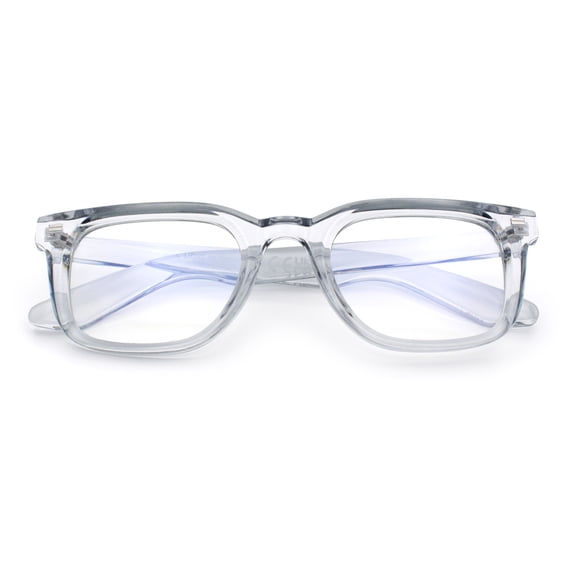 Classic Narrow Rectangle Horn Rim Blue Light Filter Computer Glasses [Slate]