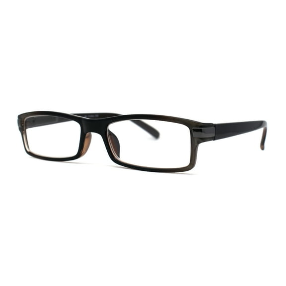 Classic Narrow Rectangular Spring Hinge Horned Powered Reading Glasses Brown +2.25