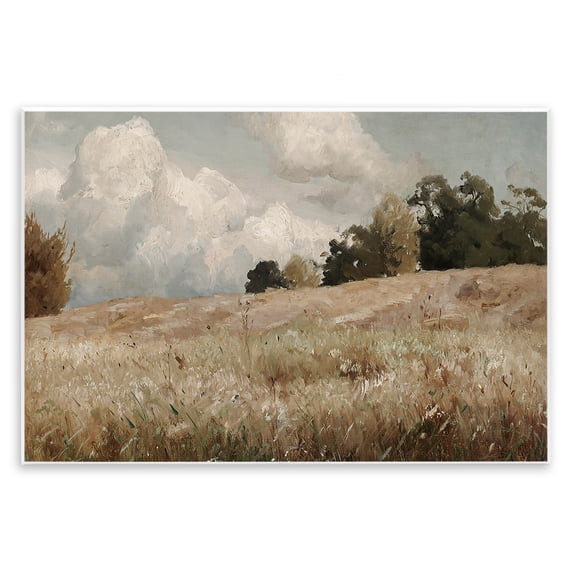 Classic Cloudy Field Landscape Wall Plaque Art, 15 x 10