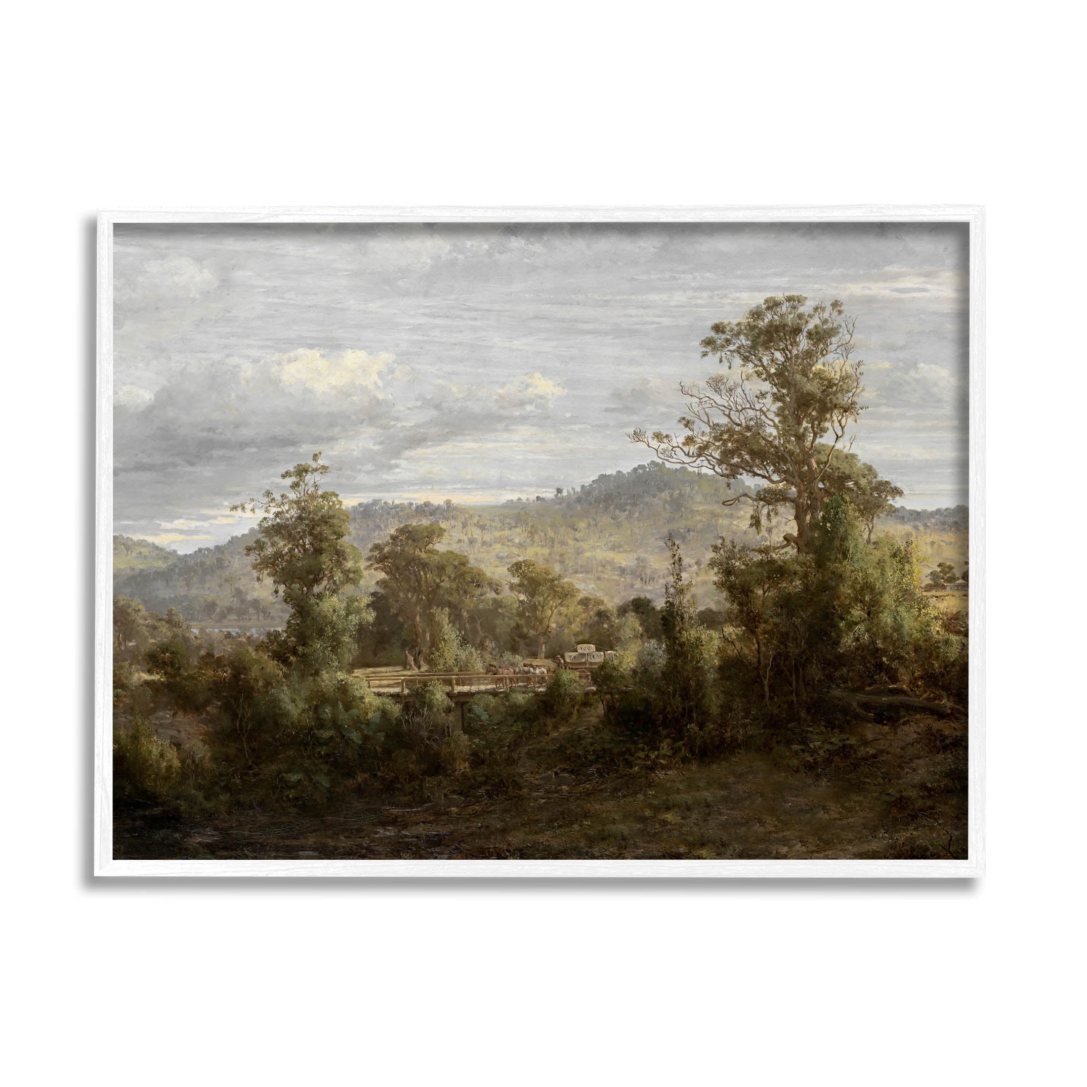 Classic Nature Woodland View Landscape Painting White Framed Art Print Wall Art
