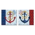 thumbnail image 1 of Classic Nautical Anchor Compass Wheel and Rope Prints; Two 12x12in Poster Prints. Red/Blue, 1 of 1