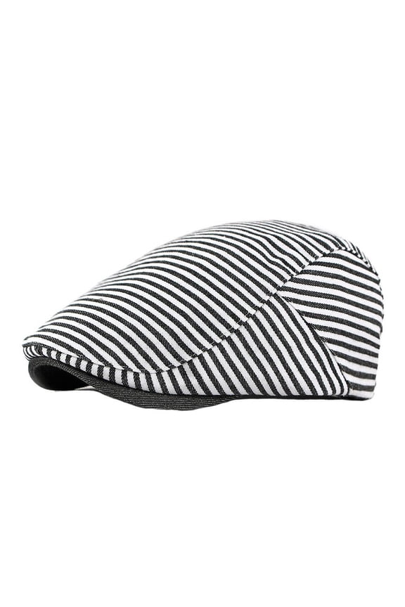 Classic Navy Striped Hat for Men and Women Retro Beret British Fashion Duckbill Cap Literary Casual Forward Cap