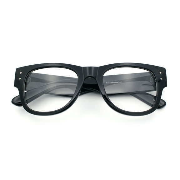 Classic Nerdy Thick Horn Rim Plastic Clear Lens Fashion Eyeglasses [Black]