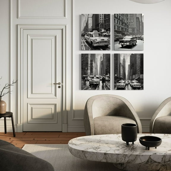 Classic New York City Taxi Framed Posters 4 pc