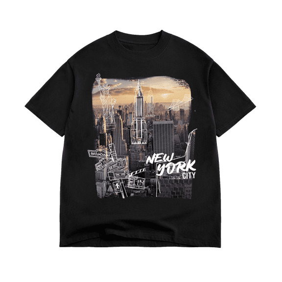 Graphic T-shirt 100% Cotton Classic New York Oversize, Size S-2XL