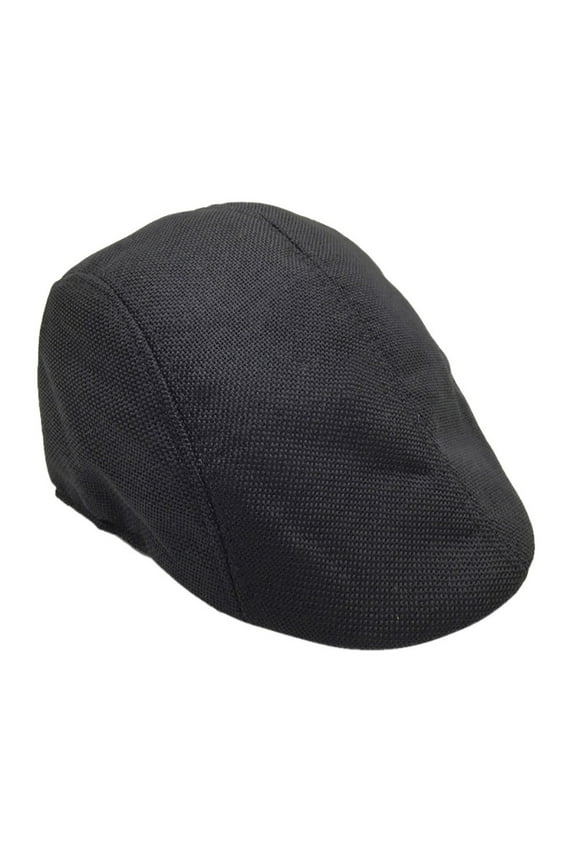 Classic Newsboy Beret Cap for Men and Women, Stylish Peaked Flat Hat, Retro Ivy Cabbie Cap for Outdoor Fashion and Sun Protection Black