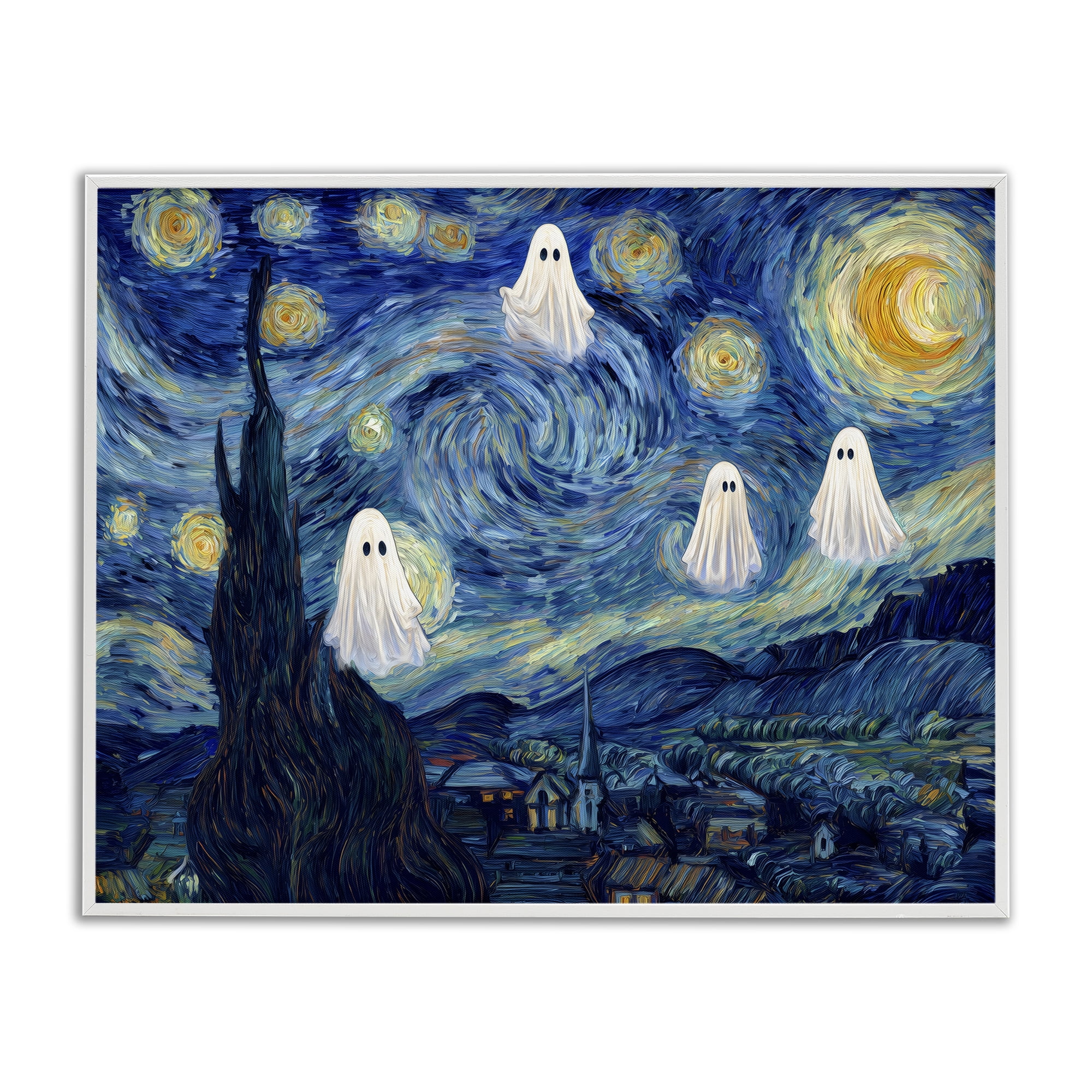 Classic Night Ghosties White Framed Giclee Art, design by Arlington Prints