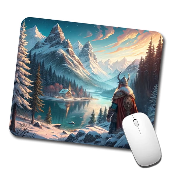 Classic Nordic Viking Anime Style Fantasy Mouse Pad Low Profile Gaming Mat