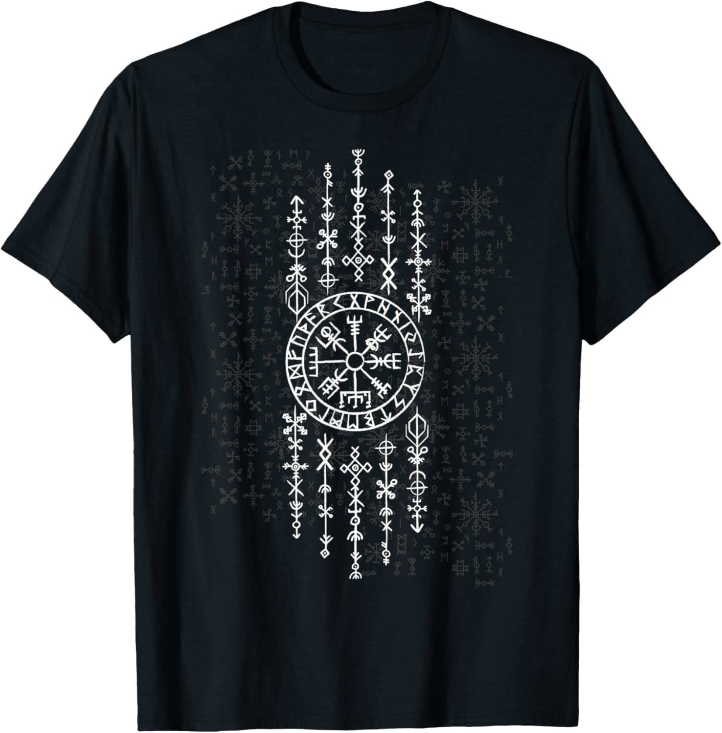 Classic Norse Runes Symbols - Celtic Viking Compass Vegvisir T-ShirtMen ...