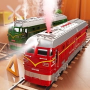 Classic Nostalgic Green Steam Train Toy | High-Speed Electric Railway Model with Spray Function, Lights, Music, Inertia Drive | Plastic | 11.2"x6"x3.3" | 1 Pack