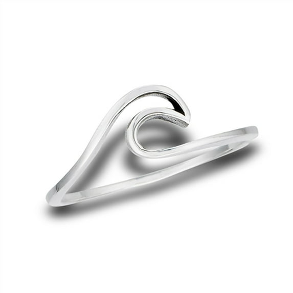 Classic Ocean Wave Beach Promise Ring .925 Sterling Silver Band Jewelry Female Male Unisex Size 7