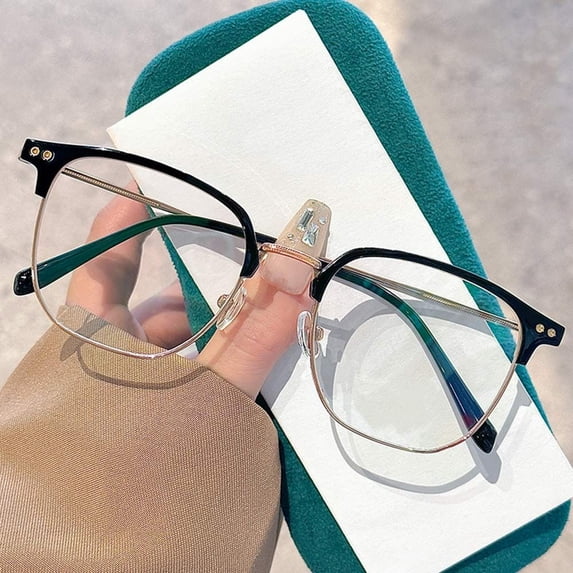 Classic Office Men Women Eye Protection Blue Ray Blocking Metal Frame Eyewear Square Eyeglasses Anti-Blue Light Glasses Computer Goggles BLACK GOLD