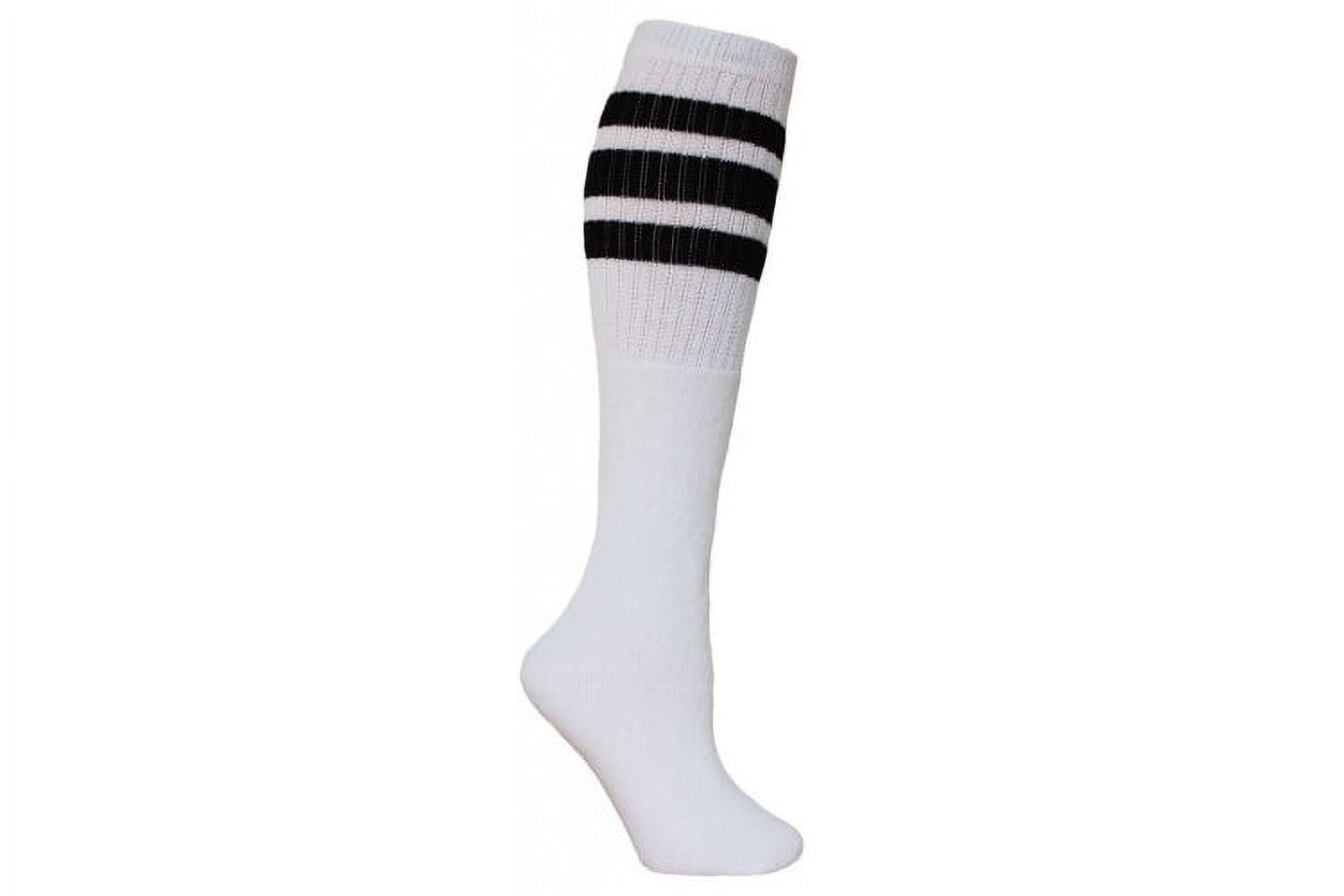 Classic Old School white Striped Tube Socks, Black 3 Pairs