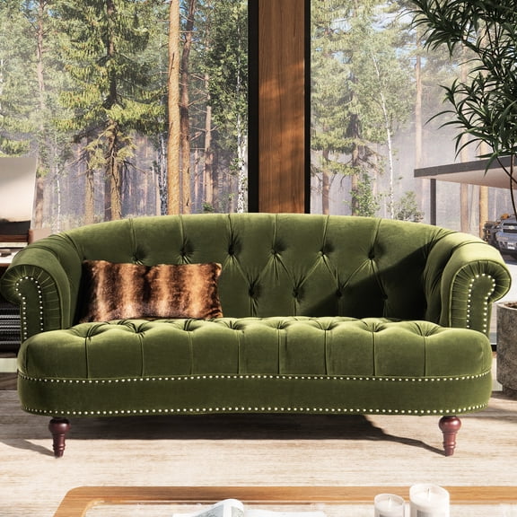 Classic Olive Velvet With Body And Comfortable Foam Seat Robust Construction