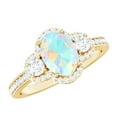 thumbnail image 1 of Rosec Jewels Classic Opal Ring for Women, Ethiopian Opal Ring with Diamond, 10K Yellow Gold, US 10.50, 1 of 10