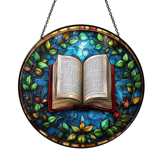 Classic Open Book Round Window Hanging Art2001