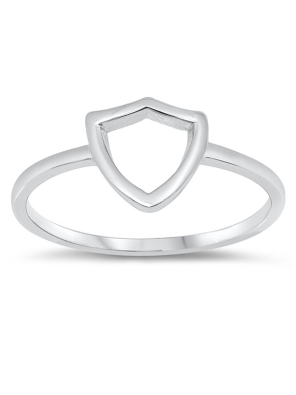 Classic Open Shield Crest Ring .925 Sterling Silver Band Jewelry Female Male Unisex Size 6