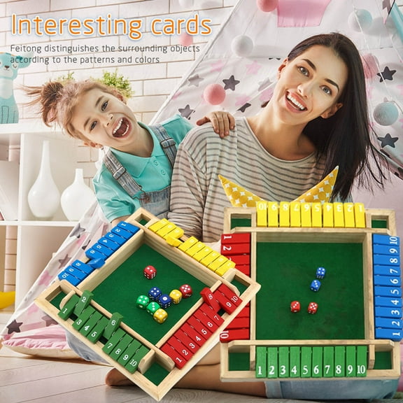 Classic Original Shut The Box Game, Math Dice Board Game for Family Night Classroom Travel, Wooden Table for Camp Party Bar, Easy Quick and Fun, 2-4 Players