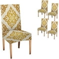 thumbnail image 1 of Classic Ornamental Golden Luxurious Floral Damask Dining Chair Covers Set of 4 Stretch Chair Slipcovers Removable Washable Chair Seat Covers Protector for Dining Room,Kitchen,Hoteland Party, 1 of 5