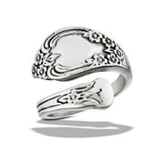 SAC SILVER Classic Ornate Spoon Ring High Polished Stainless Steel Band Gray Jewelry Female Male Unisex Size 9