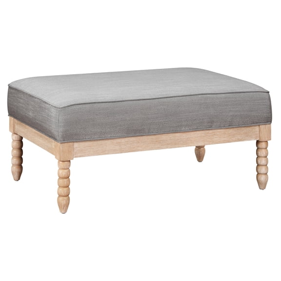 Classic Ottoman in Rectangle Shape | Used in Primary Living Area | Natural Wood Legs with Textured Fabric | Meets Daily Seating Needs