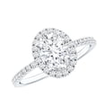 thumbnail image 1 of Rosec Jewels Classic Oval Moissanite Engagement Ring with Halo (6X8 mm, D-VS1 Grade), 18K White Gold, US 12.00, 1 of 8