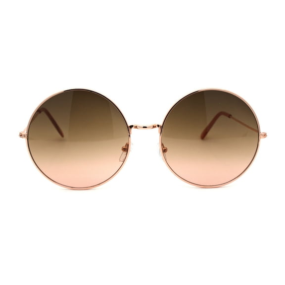Classic Oversize Joplin Style Hippie Round Circle Lens Sunglasses Gold Brown Peach